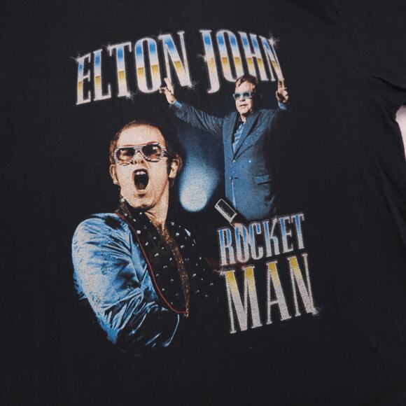 Elton John Rocket Man Band Graphic Crew Neck T Shirt Womens Size Large L Black - Picture 4 of 9